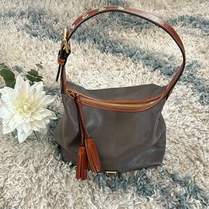 Dooney & Bourke Pebble Leather Hobo Shoulder Bag ~ Elephant Grey
